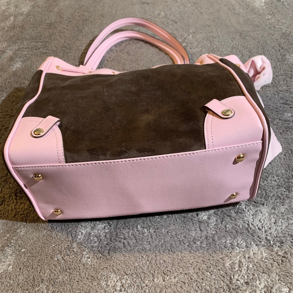 Juicy Couture Classic Y2K Tote Chocolate Pink Velour Bow Bag NEW - Picture 12 of 12